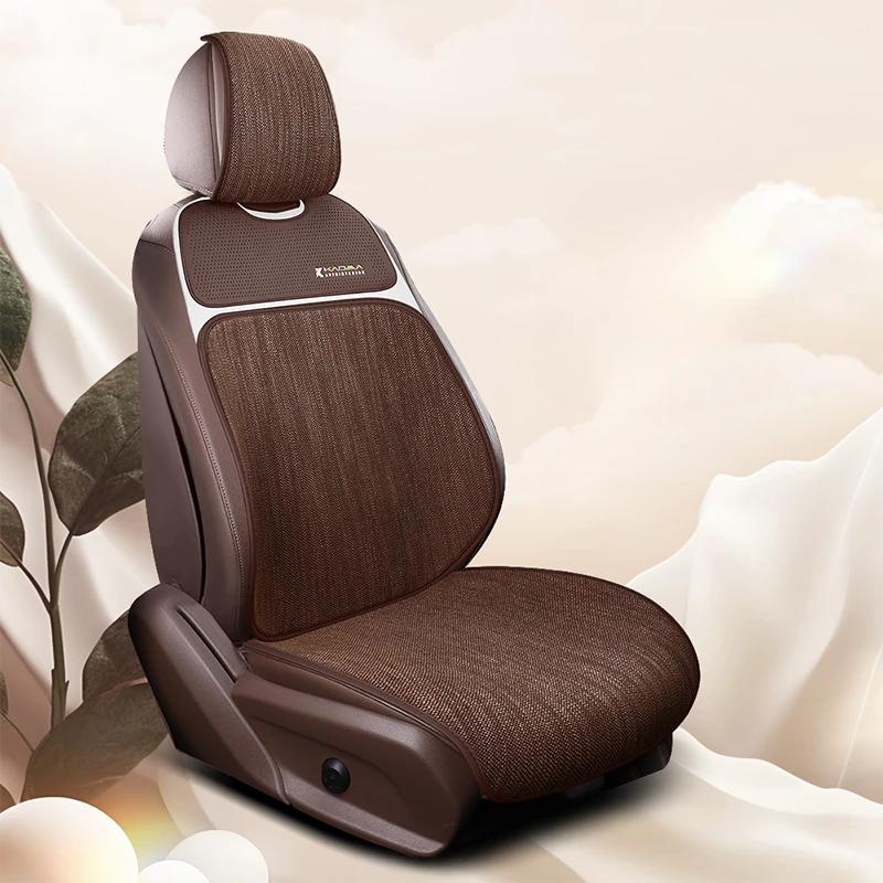 Breathable Linen-Textured Car Seat Cushions (Front Row) - Premium Tight-Weave Fabric for All-Season Comfort | Universal Fit