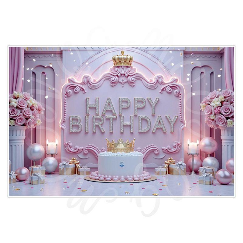 Pink Birthday Theme Party Decoration Backdrop Cloth - Party Decoration Scene Background Wall Hanging