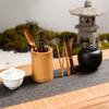 Black Sandalwood Tea Ceremony Six Gentlemen Set with Bamboo Wood Tools Includes Spoon Tongs Needle Brush Complete Accessories