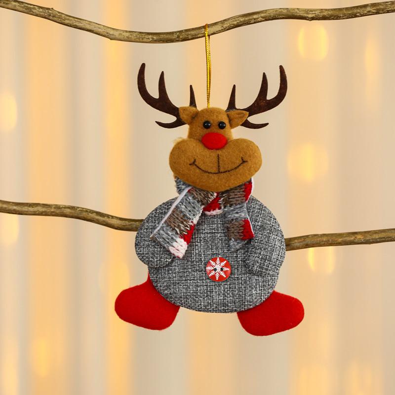 Christmas Themed Decorations Ornaments Fabric Santa Claus Reindeer Figurines Little Bear Snowman Hanging Decorations Pendant
