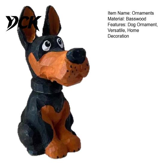 Artistic Shelf Accent Doberman Wooden Ornament, Hand Carved Creative Sculpture, Cute Craft Dog Figurine for Home And Entryway Handmade Birthday Gift