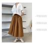 Luxi Autumn High Waist Slim Puffy A-Line Skirt with Elastic Waist and Medium Long Swing.