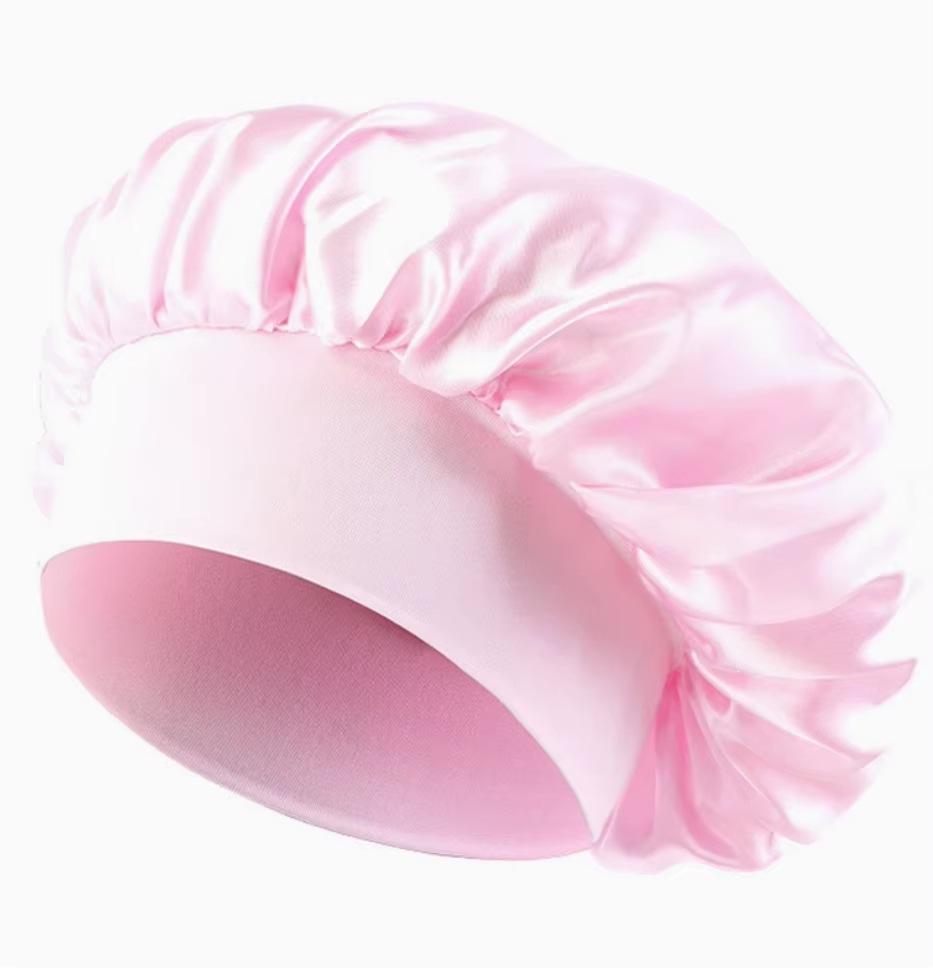 Wide-brimmed high-elastic satin nightcap, women's beauty salon hair care hat, confinement chemotherapy cap