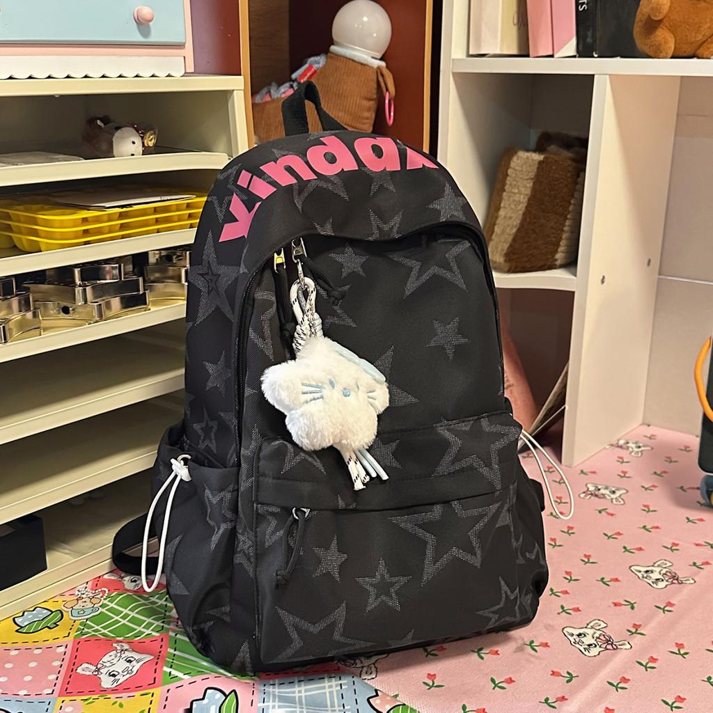 Schoolbag Star Printed Backpack Women's Large Capacity 11-inch Computer Bag Junior High School Student High School Student College Student Commuter