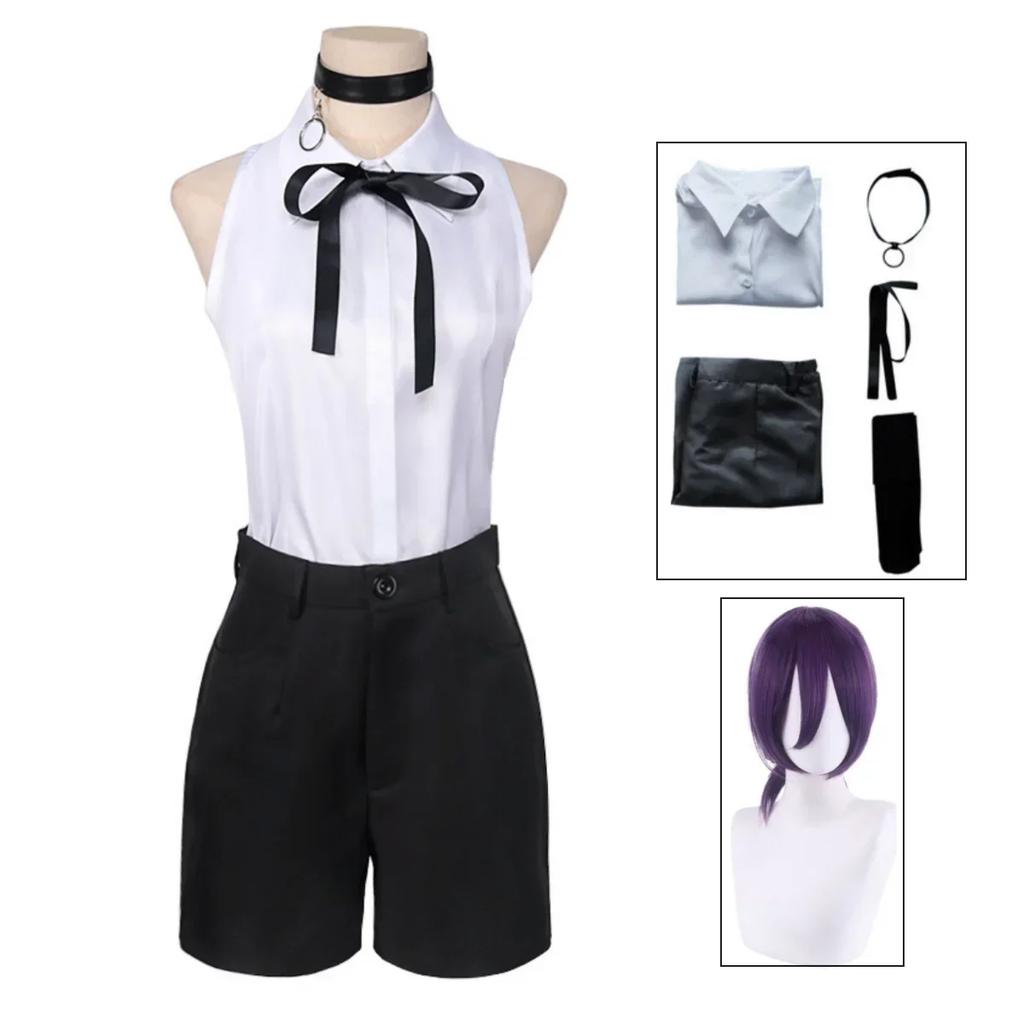 Costume Cosplay Anime Chainsaw Man Reze Cosplay Uniform Set Necklace Wig Halloween Carnival Party Dress Girl