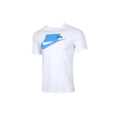 Sportbekleidung Logo Print Kurzarm T-Shirt Herren Oberteile Weiß Blau CK2227-101