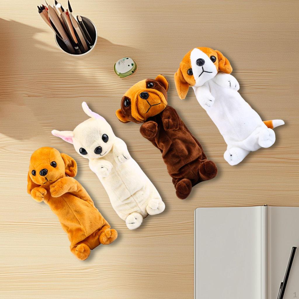 4 Pieces Dog Doll Pencil Cases Cosmetic Bags Cute Purses Animal Pouches for Children Boys and