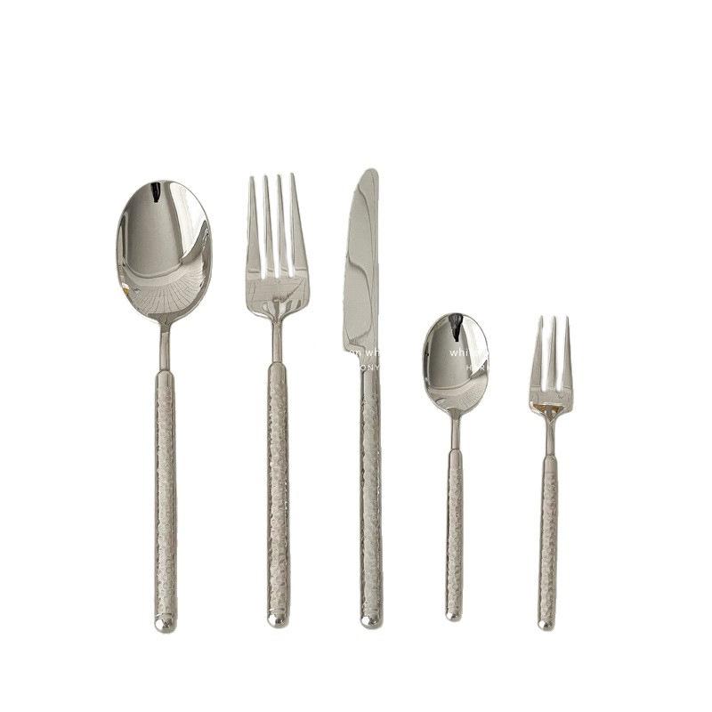Cake Knife and Fork Set, High-end Light Luxury French 304 Stainless Steel Knife, Fork and Spoon Three-piece Set, Children's Dessert Spoon and Fork