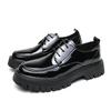 2024 Men's Chunky Patent Leather Lace-up Loafers: Stylish Big Head, Thick Sole for Hairstylists