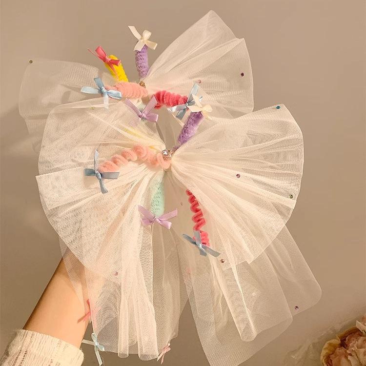 Birthday Hat Mesh Headband with Bow for Girls - Perfect for Celebrations and Photos