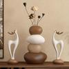 3pcs Creative Resin Stacked Stone Vase and Deer Collectible Figurine Set | Unique Christmas Gifts for Living Room, Bedroom, Office Desk, Bookshelf