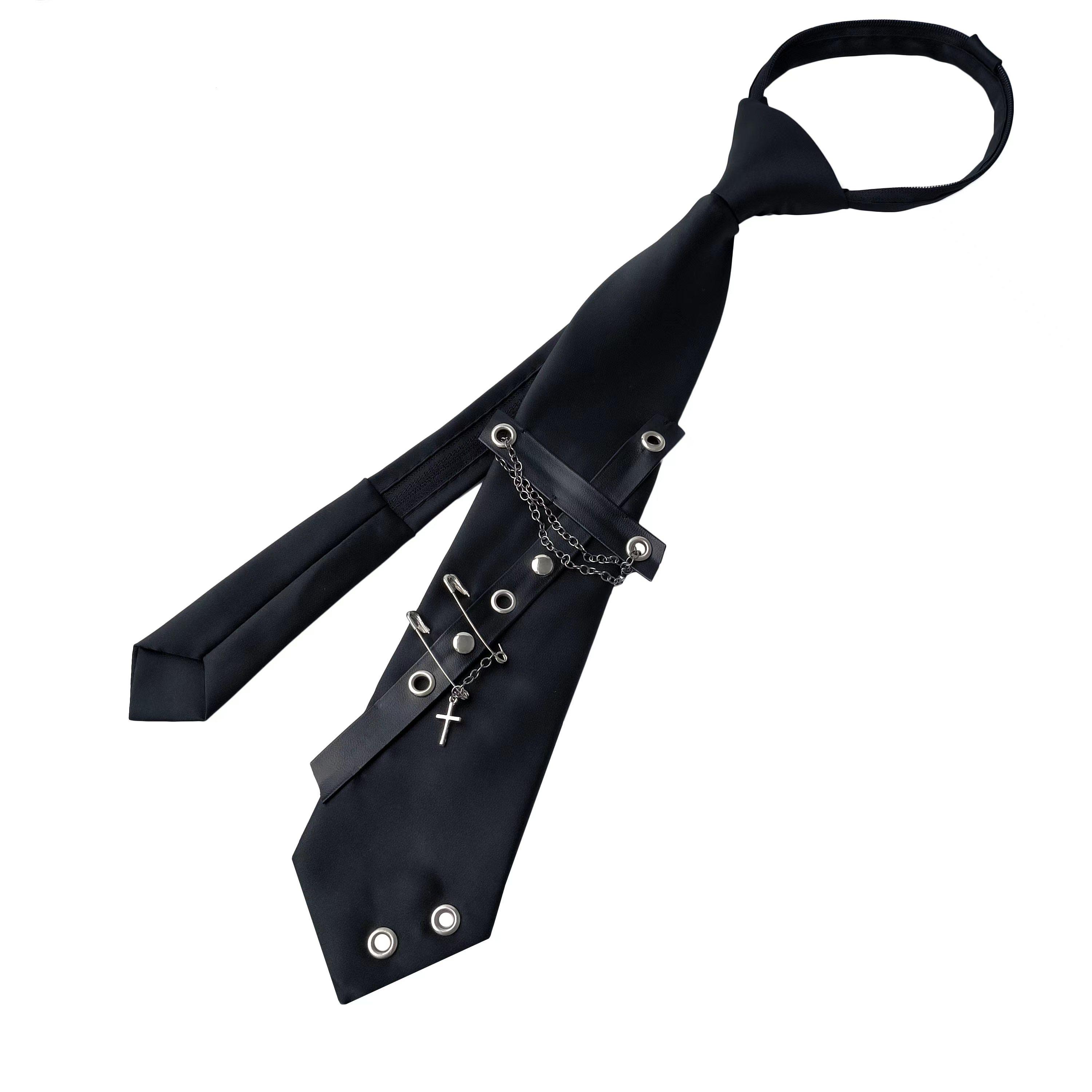 

Fashion Ties Original Tie Versatile Handmade Trendy Personality Necktie Punk Leather Accessories чёрный