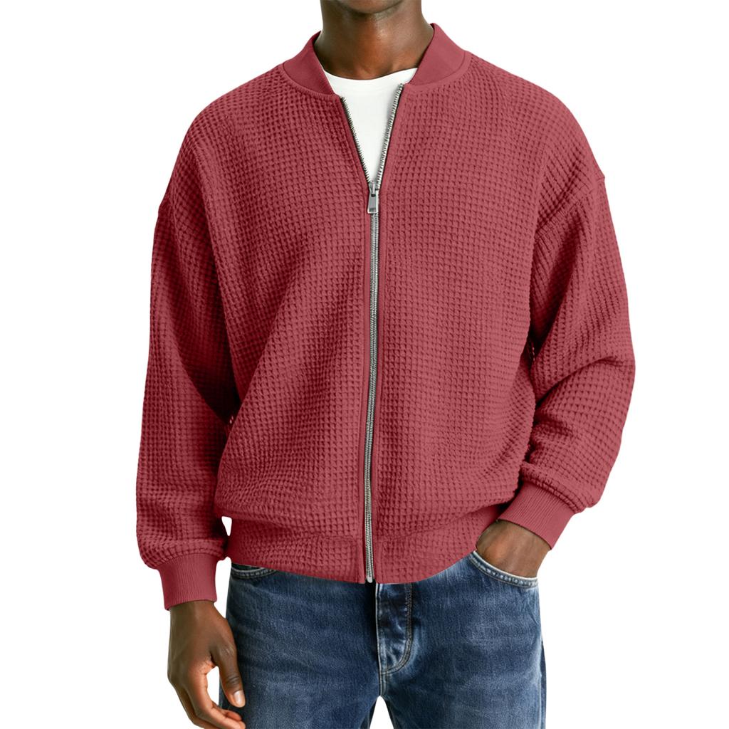 Men's Casual Zipper Stand Collar Long,Sleeve Lapel Jacket