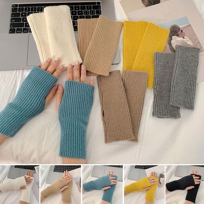 Keeping Warm Winter Gloves Solid Color Half Finger Mitten New Fingerless Gloves  Women