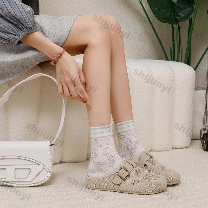 Women Shoes 2025 Summer New Fashion Comfortable Soft Sole Half Drag Shoes Outdoor Breathable Mesh Hollow Non Slip Womens Sandals