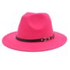 New European-American Style Jazz Windbreaker Hat with Large Brim Felt - Solid Color
