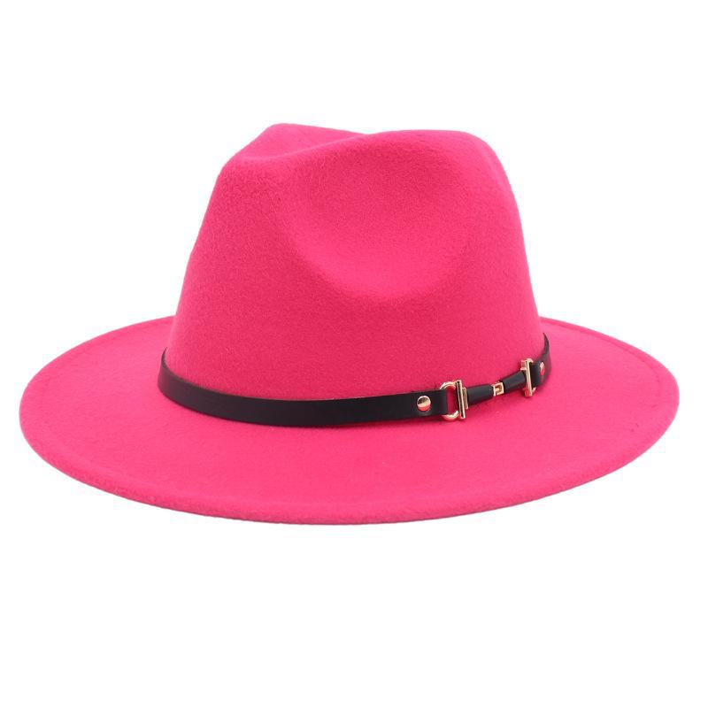 New European-American Style Jazz Windbreaker Hat with Large Brim Felt - Solid Color