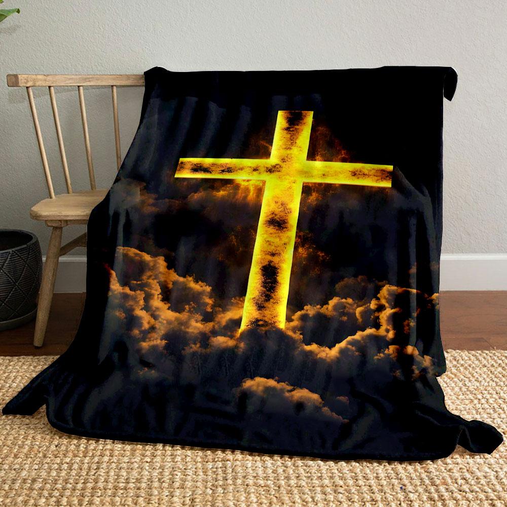 

Glowing Cross Cloud Blanket Printed Blanket for Living Room Bed Couch lunch break Soft Cozy Blanket for Friend s festival Gift 80cm x 120cm