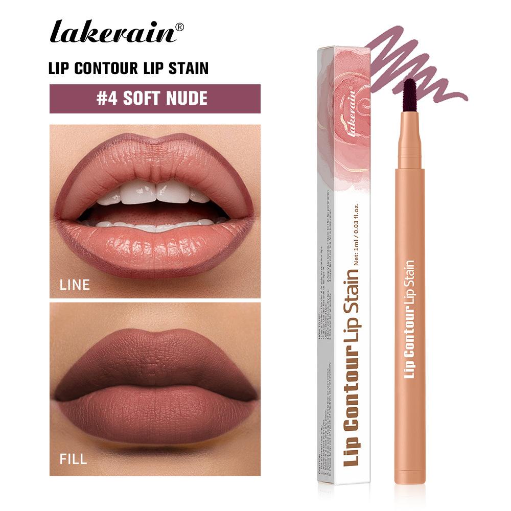 Lakerain Contorno Labbra Tinta Labbra Penna Anti-macchia Non Si Attacca alla Tazza Labbra Idratanti Trucco Labbra Cosmetico 2-in-1 Tinta Labbra & Matita