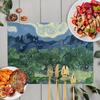 Oil Painting Art Placemat Van Gogh Sunflower Countryside Style Printed Dining Table Tableware Insulation Mat Home Decoration