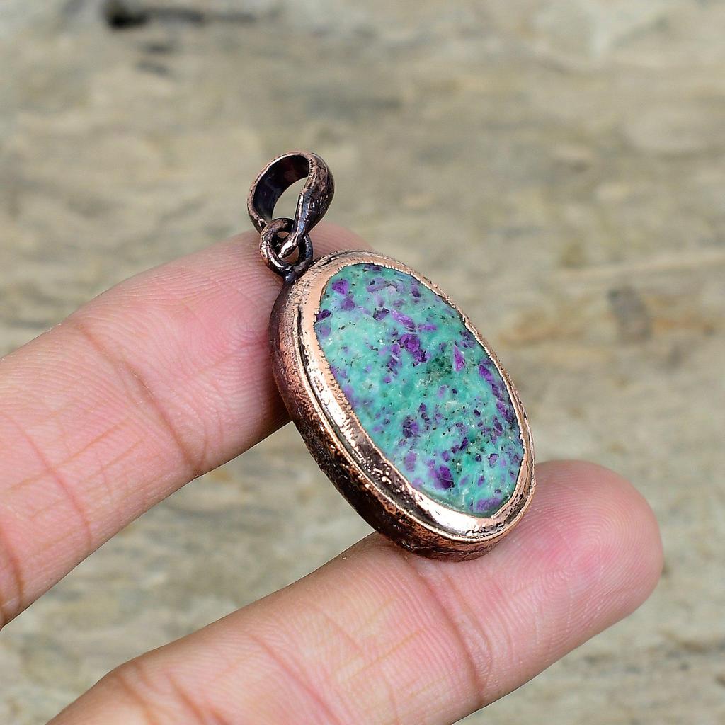 Ruby fuchsite pendant electroformed copper pendant handmade brand new pendant ruby fuchsite gemstone jewelry designer pendant gifts for him
