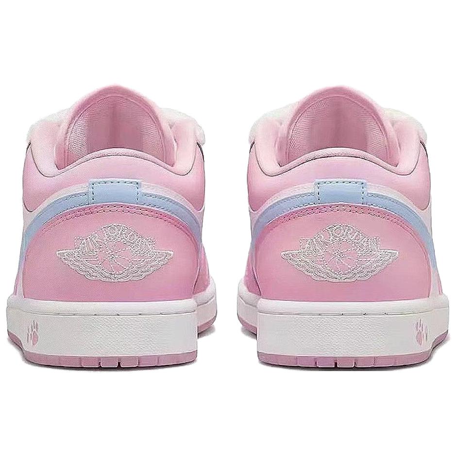 Jordan Air Jordan 1 Pink Cat Paw Slip Resistant Abrasion Resistant Low top Vintage Basketball Shoes Women's Pink Blue DC0774-607(Team1952-)