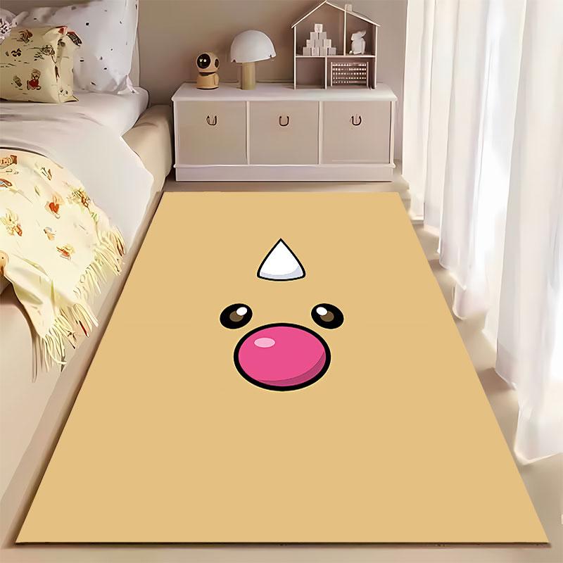 Cute Cartoon Face On Beige Carpet Suitable As a Non-slip Mat for the Living Room or Bedroom Sofa