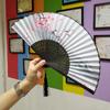 Chinese Style Folding Fan for Men, Portable, Retro Style, Classical, Traditional Hanfu, Black and Green, Bamboo Design