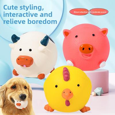 Jouets en Latex, Boules Tête de Cochon Ronde et Tête de Poulet Sonores, Jouets pour Animaux pour la Dentition et le Nettoyage des Dents, Jouets pour Chiens