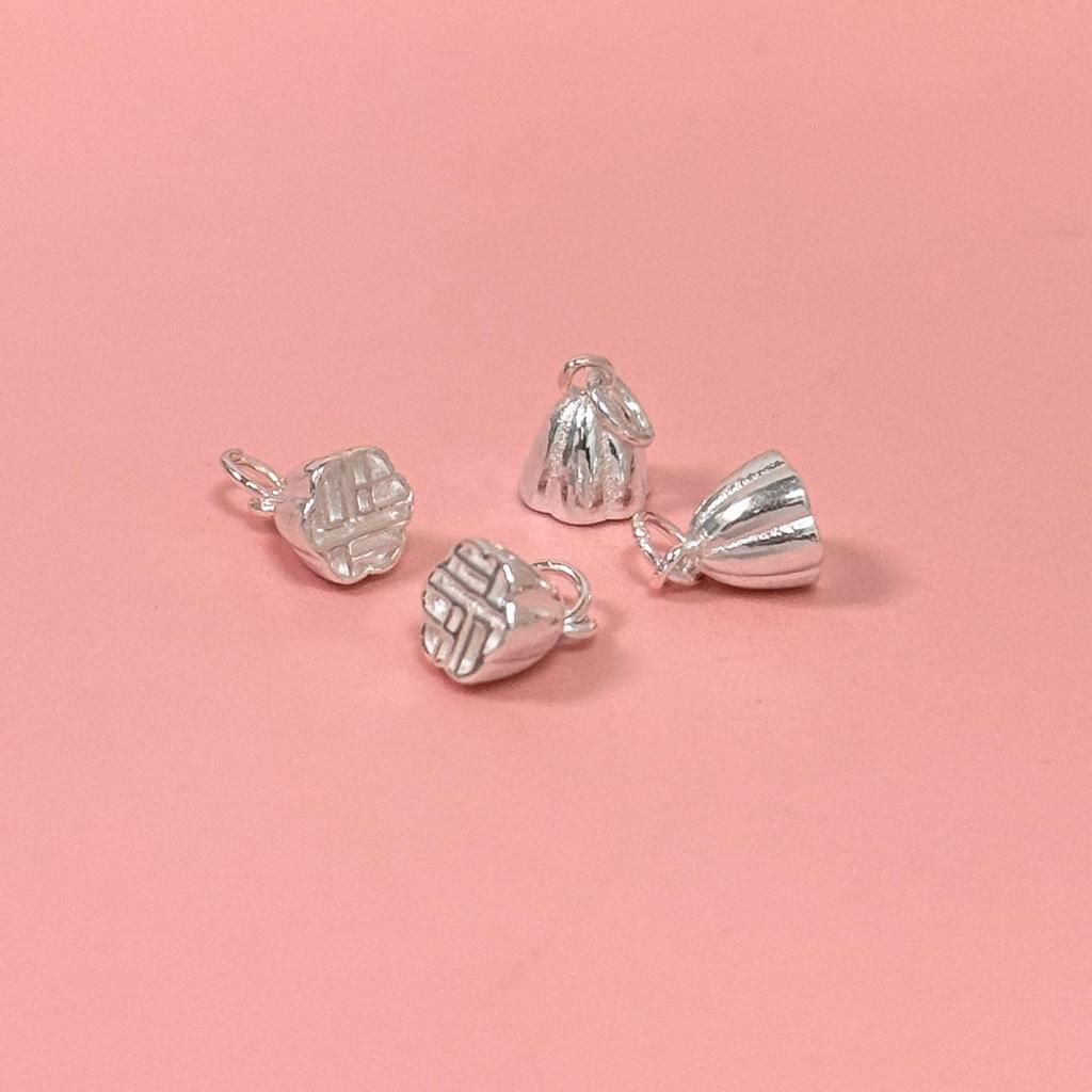 S925 Sterling Silver Lotus Bud Fu Charm for DIY Jewelry Bracelets, Necklaces, or Weaving.