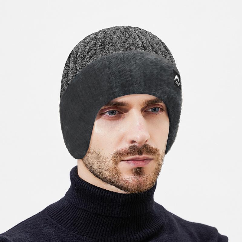 Winter Thick Wool Scarf Two-Piece Set Cold-Proof Warm Velvet Knitted Hat