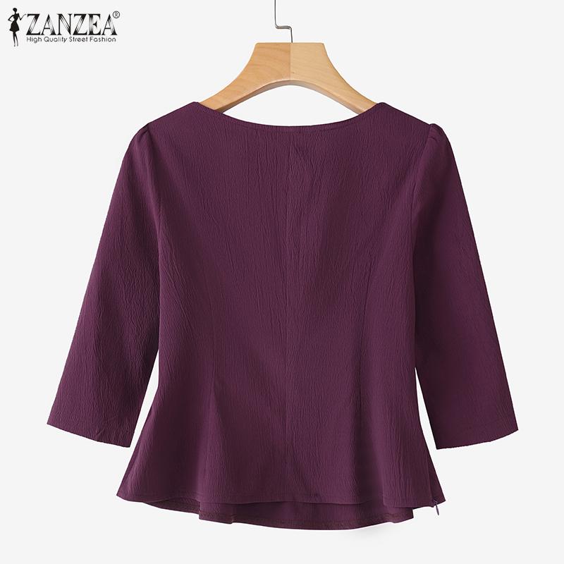 ZANZEA Bluză Casual de Vară pentru Femei cu Design la Talie și Mâneci Scurte