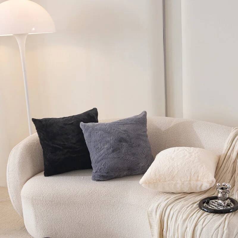 Soft Fluffy Solid Home Fuzzy Pillowcase Decorative Cushion Covers Faux Fur Solid Square Throw For Bed Sofa Car Girl Room