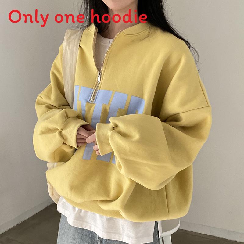 Frühlings Koreanischer Chic Damen Letter Print Hoodie Mit Stehkragen Und Lockerer Passform Für Freizeitkleidung