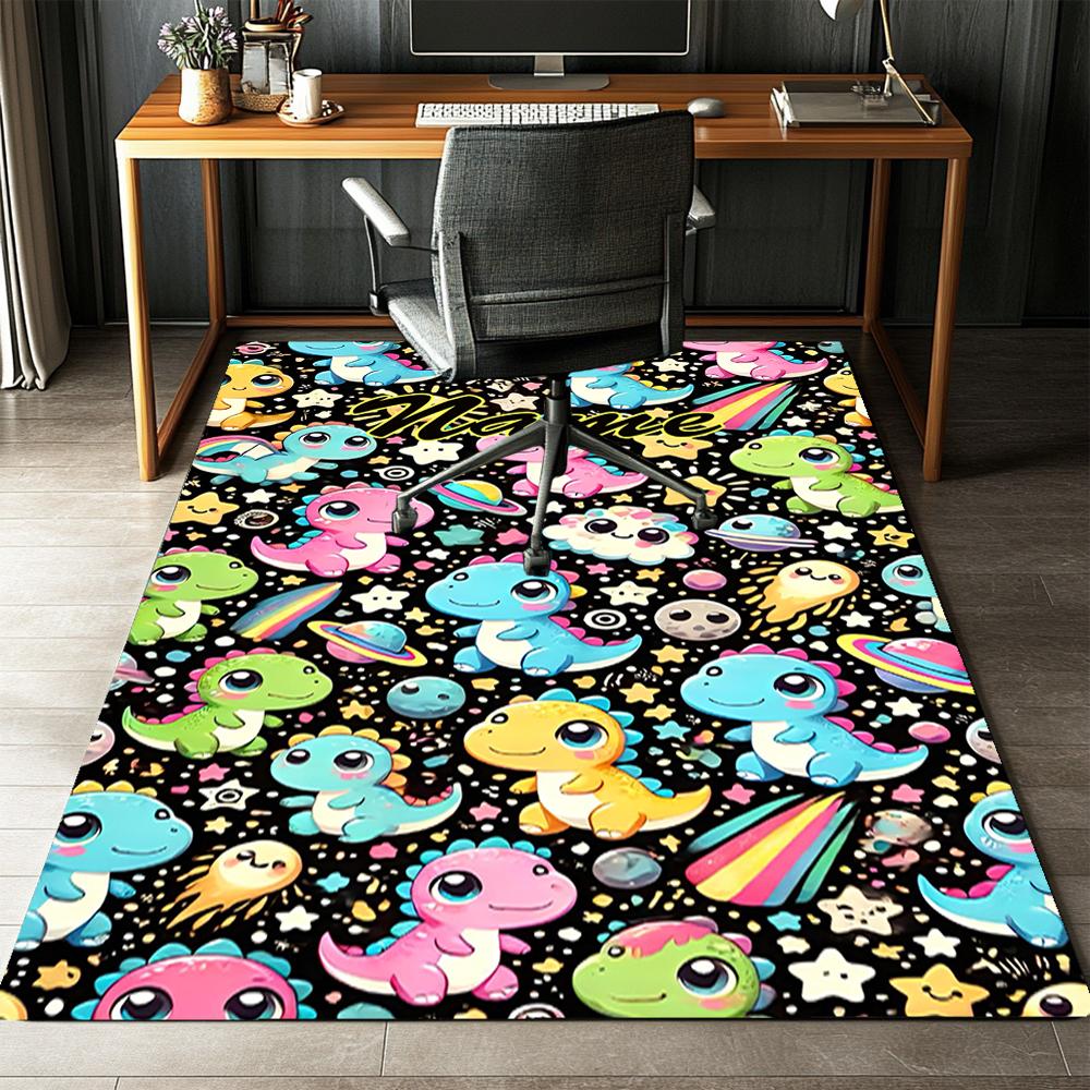 Custom Name Dinosaur Printed Carpet,Rug for Office Chair Living Room Bedroom Kitchen Room Decor Gifts.