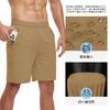 Running Shorts, Sweat-Wicking Quick-Drying Sports Half Pants with Zipper Pockets, Outdoor Athletic Wear for Soccer Tennis Marathon Hiking, Khaki M