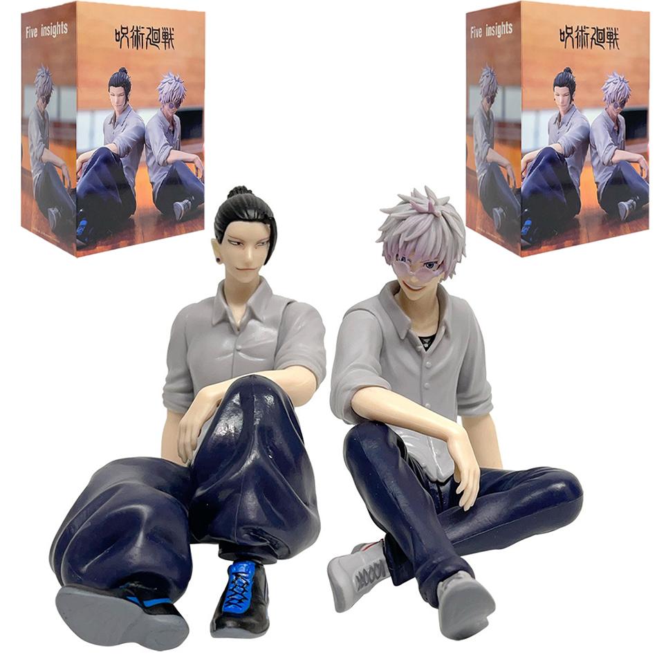 Satoru Gojo Statue Jujutsu Kaisen Figure Geto Suguru Sitting Posture Action Figures Prison Realm Anime Model Pvc Ornament Toys