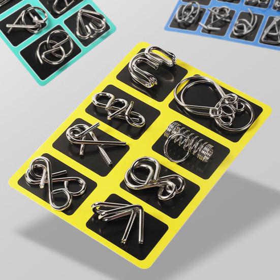1/3 Sets Metal Puzzle Ring Brain Teaser 3D Wire Puzzle Game Kids Adults Mind Logic IQ Test Educational Unlock Interlock Toy Toddlers Boys Girls Gift