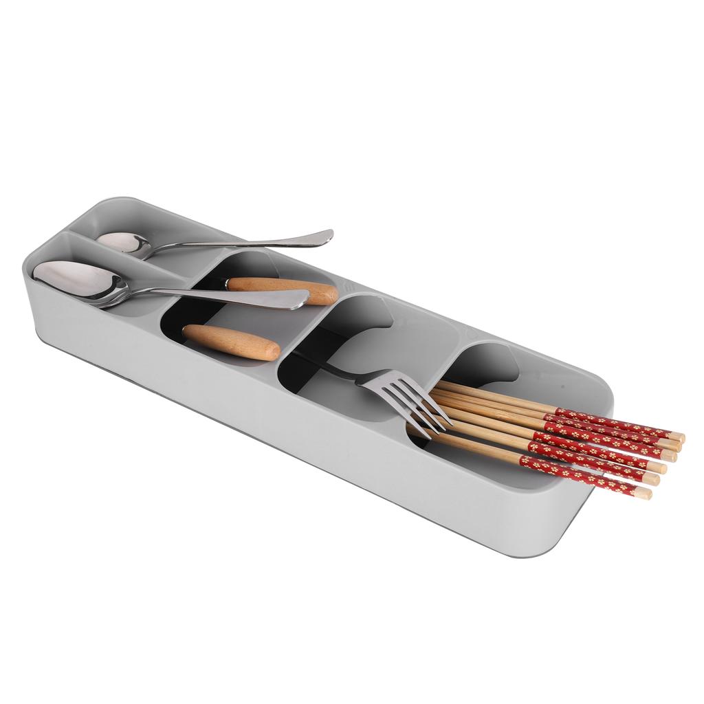 Spoons Knives Forks Storage Box Kitchen Drawer Tableware Cutlery Organizer AccessoryGray