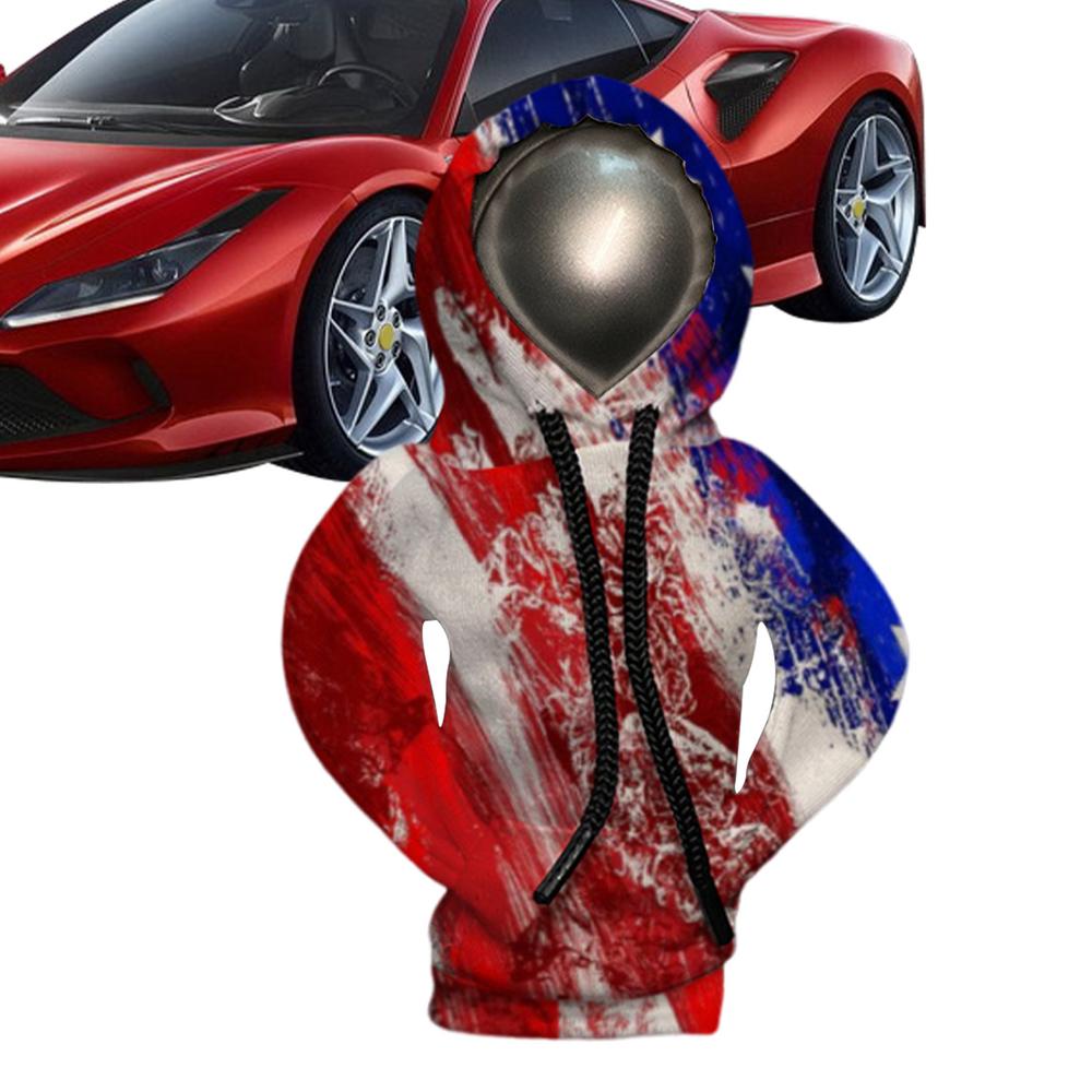 Car Gear Stick Hoodie Car Gear Lever Hooded Cover Patriotic Flag Design Gear Stick Cover For Car Sweatshirt Auto Gear Shift Knob