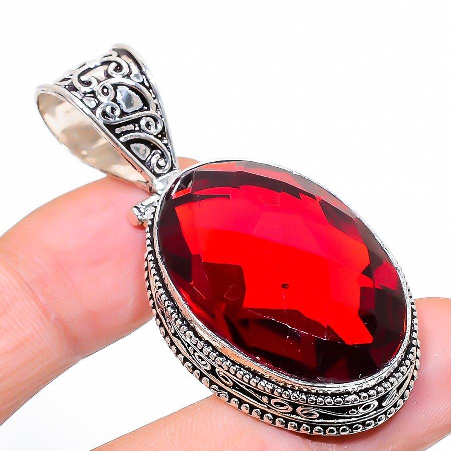 

Vintage Mozambique Garnet Gemstone Handmade Ethnic Jewelry Pendant 2.13 VR-3515