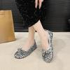 Sequin Cloth Soft Sole Single Shoes Women's Fashion Round Toe Shallow Mouth Bow Non-Slip Wear-Resistant Flats