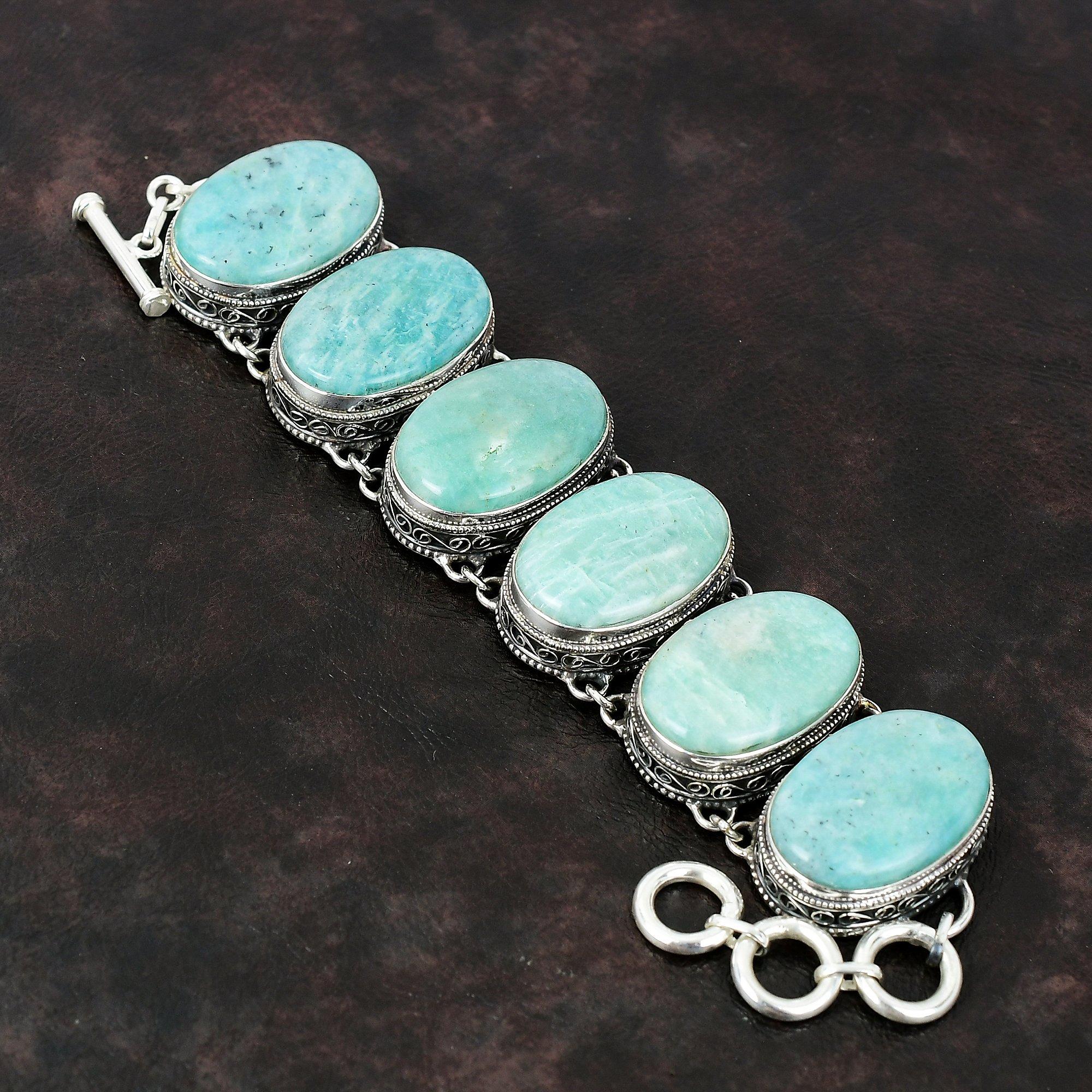 

Браслет из амазонита, браслет из стерлингового серебра 925 пробы, винтажные ювелирные изделия, регулируемый браслет-цепочка, ювелирные изделия ручной работы, браслет из драгоценных камней, подарок для женщин Adjustable