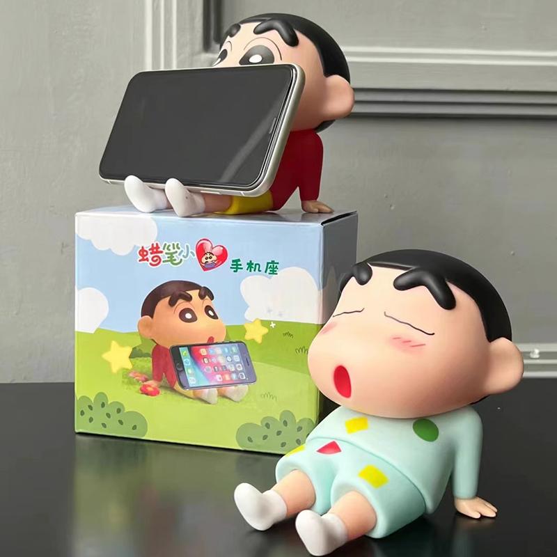 Plastic Crayon Shin-Chan Holder Anime Figure Toys Ornamnet Shin-chan Figure Holder for Phone Rack Office Desk Ornament Gifts