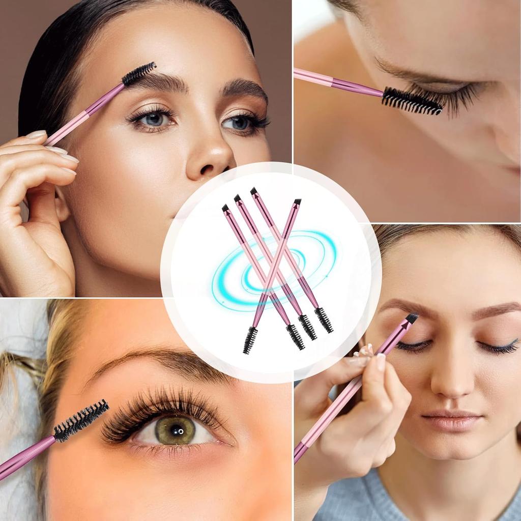 6 Pieces Dual-Ended Brow Brush, Eyebrow Brush, Angled Eye Brow and Spoolie Brushes, Shaping and Filling Eyebrows, Eyebrow Spoolie Brushes for Precise
