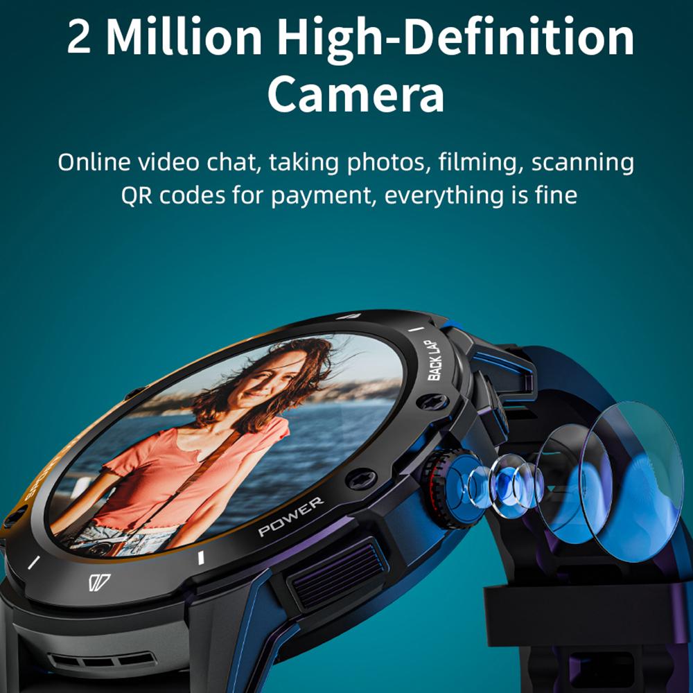 KB08 1.43-inch AMOLED Screen 2+32G Smart Watch 4G SIM Card Android 8.1 Smart Sport Watch, for Europe Asia Africa