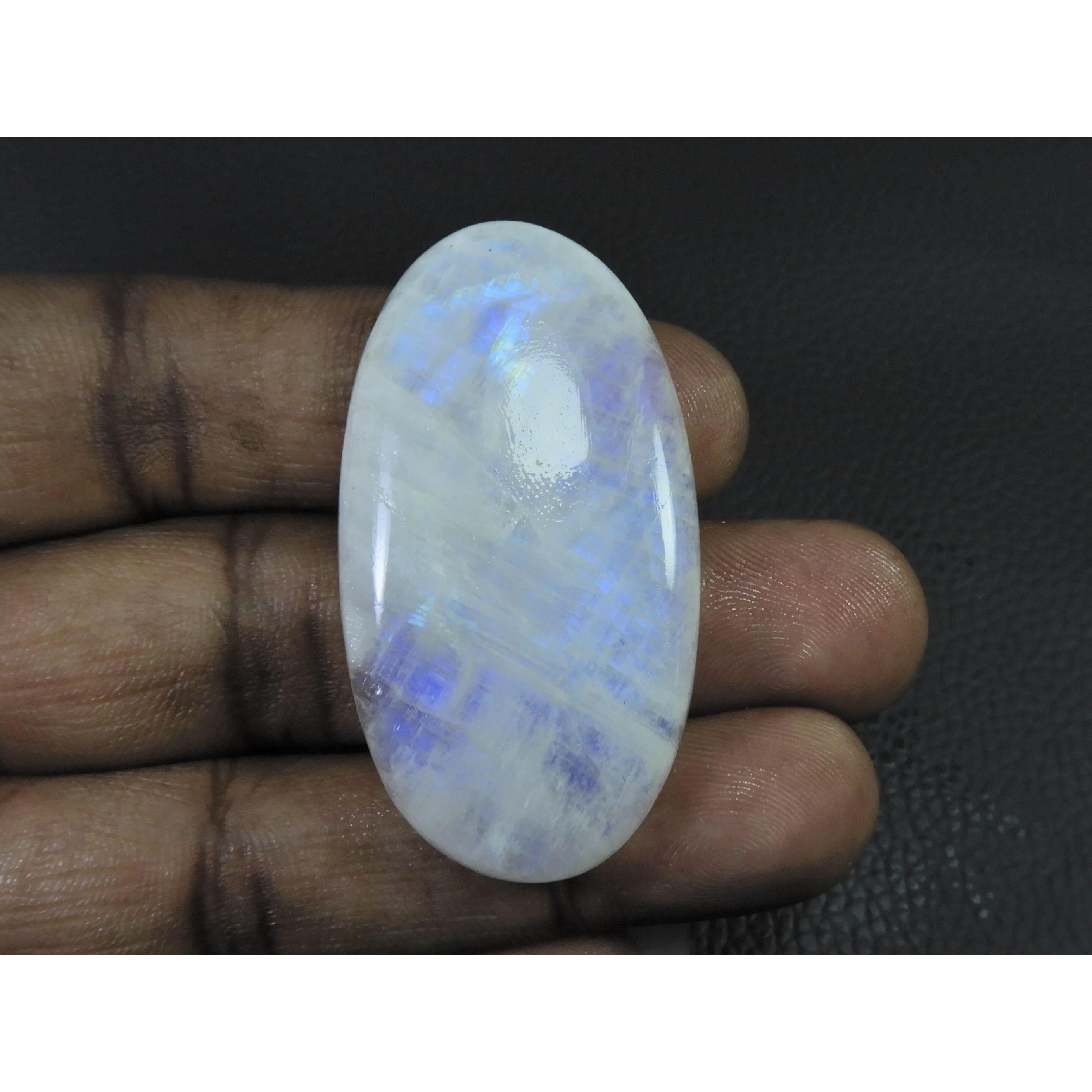 

28X50X06 MM Natural Rainbow Moonstone Oval Cabochon Loose Gemstone 93Cts. C-1615