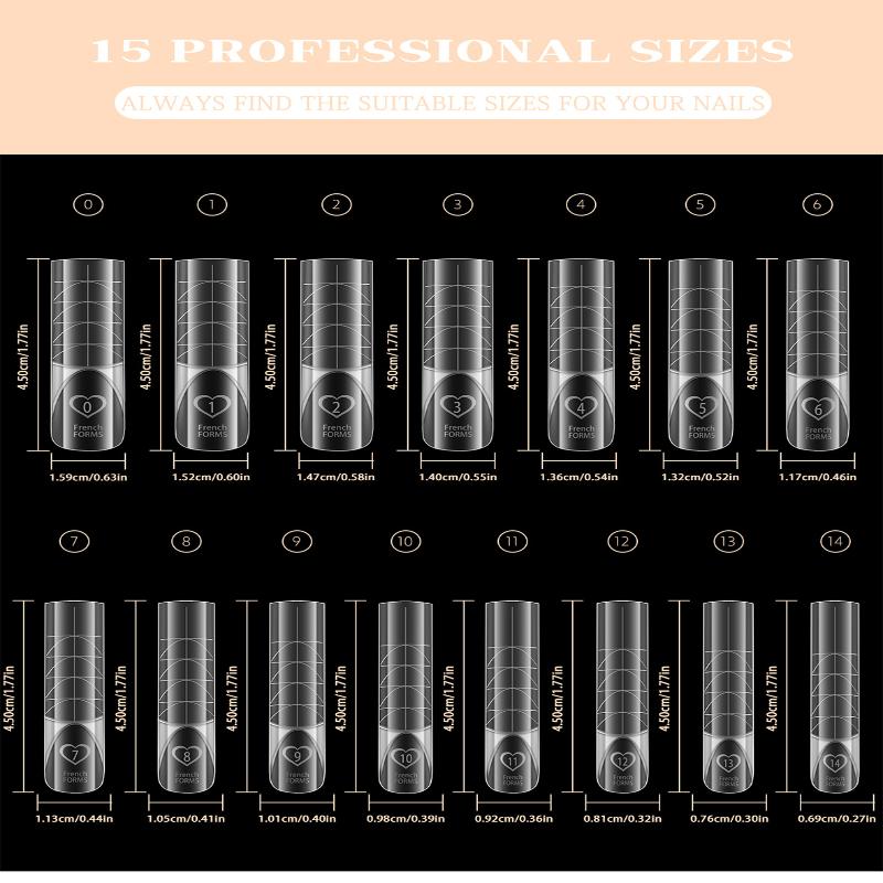 120 Pcs/Box Space French Dual Forms 15 Sizes Clear Zone Molds For Builder Gel Extension Professional Salon Home Manicure Diy