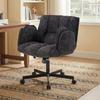 Chaise de bureau à domicile, chaise pivotante, chaise de bureau à roulettes, chaise de bureau rotative avec accoudoirs rabattables, capacité de charge 150 kg, réglable en hauteur, noir