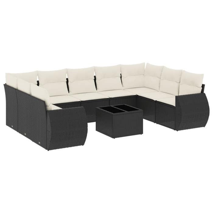VidaXL Garden Lounge Set with Cushions 10 Pcs, Patio Sofas, Patio Furniture Set, Outdoor Furniture, Black 3254143